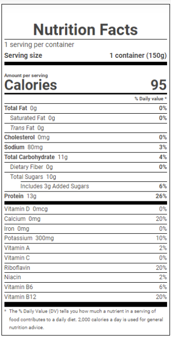 Nutritional Label Blueberry