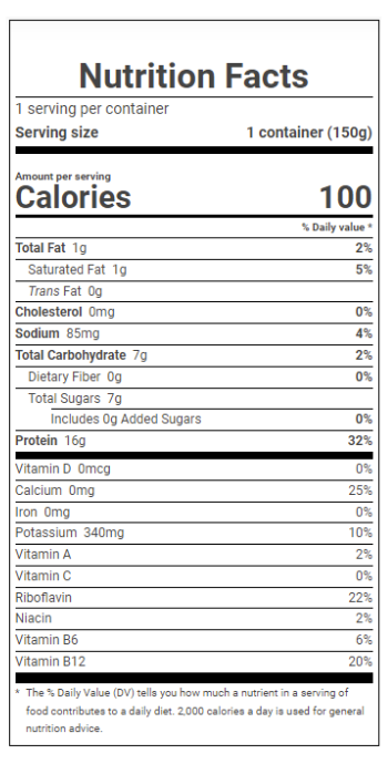 Nutritional Label Plain